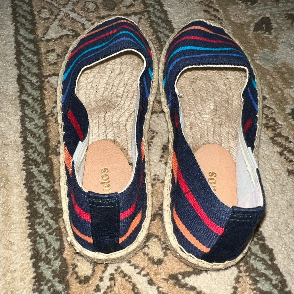 Saludos Anthropologie Flat Espadrilles Smoking Slipper Striped Multi Color Sz 5